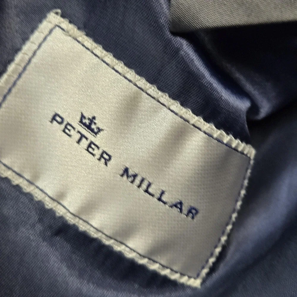 Peter‎ Millar 46 Big & Tall Gray Plaid Wool Sport Coat Mens Single-Breasted